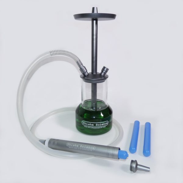 Modern aluminium hookah pipe with ice mouthpiece. Mat black to grey color